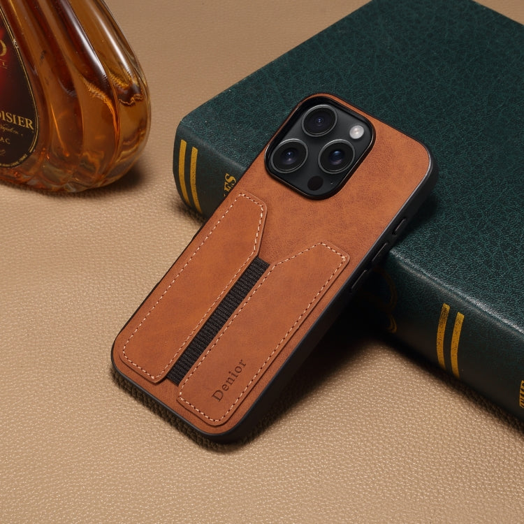 For iPhone 16 Pro Max Denior D07 DV Elastic Card Slot PU Back Cover Phone Case