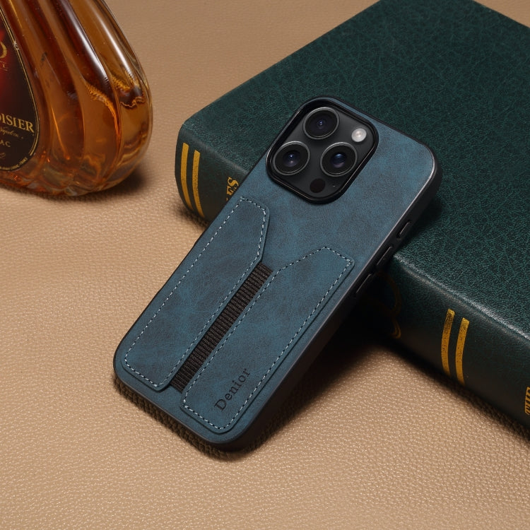 For iPhone 16 Pro Max Denior D07 DV Elastic Card Slot PU Back Cover Phone Case