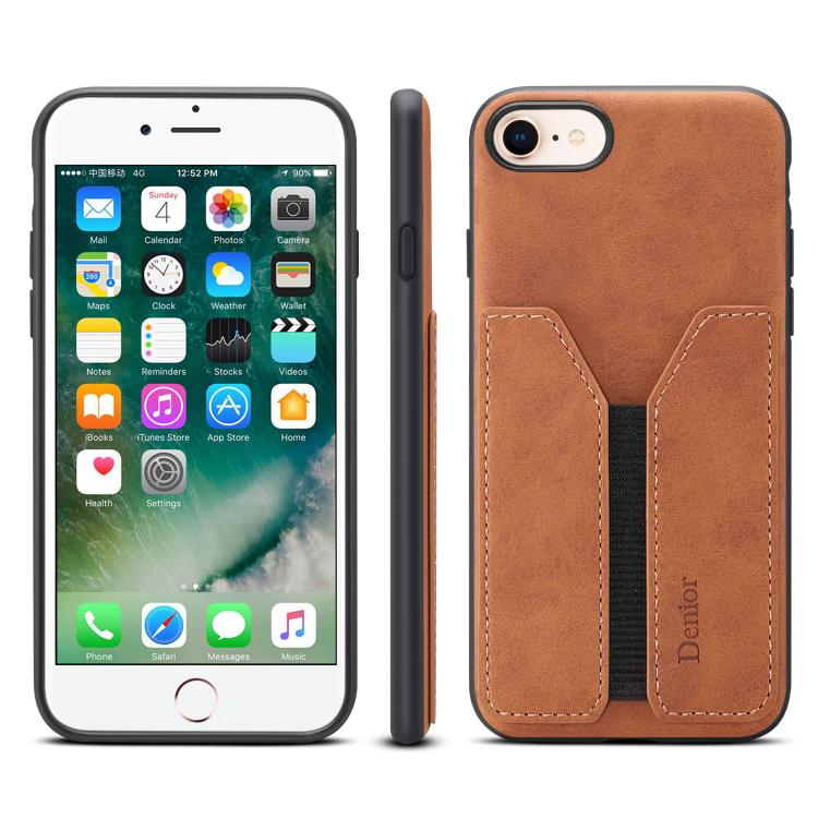 For iPhone 17e / 16e Denior D07 DV Elastic Card Slot PU Back Cover Phone Case