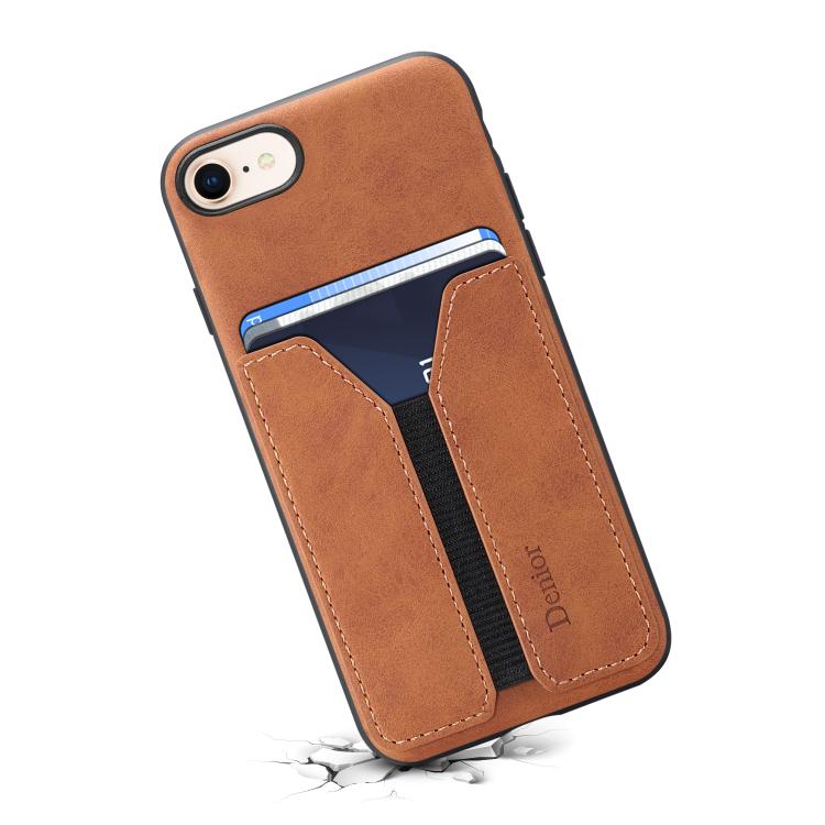 For iPhone 17e / 16e Denior D07 DV Elastic Card Slot PU Back Cover Phone Case