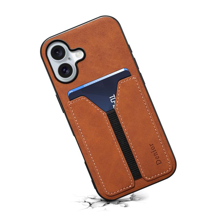 For iPhone 17 Denior D07 DV Elastic Card Slot PU Back Cover Phone Case