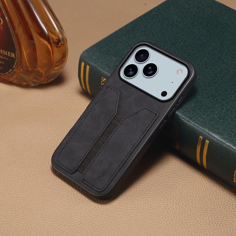 For iPhone 17 Pro Max Denior D07 DV Elastic Card Slot PU Back Cover Phone Case