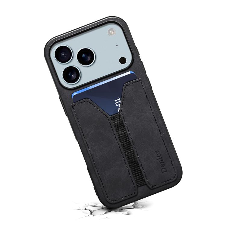 For iPhone 17 Pro Max Denior D07 DV Elastic Card Slot PU Back Cover Phone Case