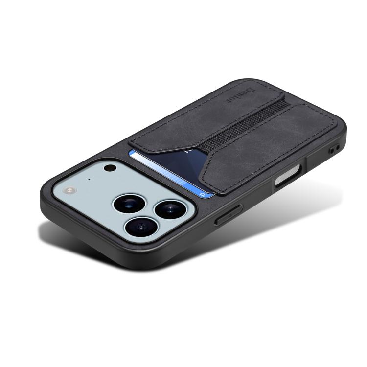 For iPhone 17 Pro Max Denior D07 DV Elastic Card Slot PU Back Cover Phone Case