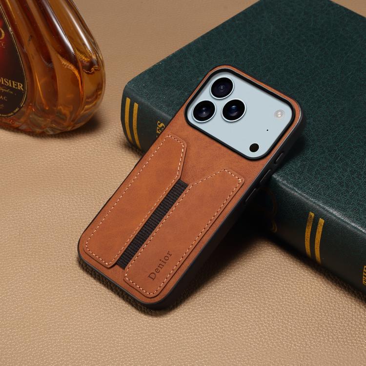 For iPhone 17 Pro Max Denior D07 DV Elastic Card Slot PU Back Cover Phone Case