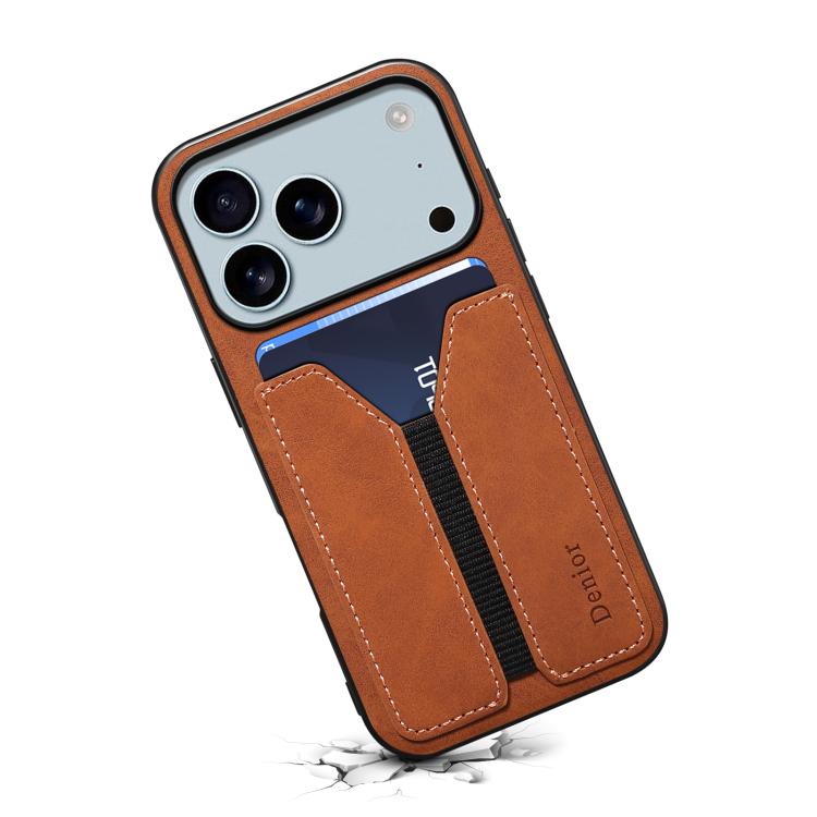 For iPhone 17 Pro Max Denior D07 DV Elastic Card Slot PU Back Cover Phone Case