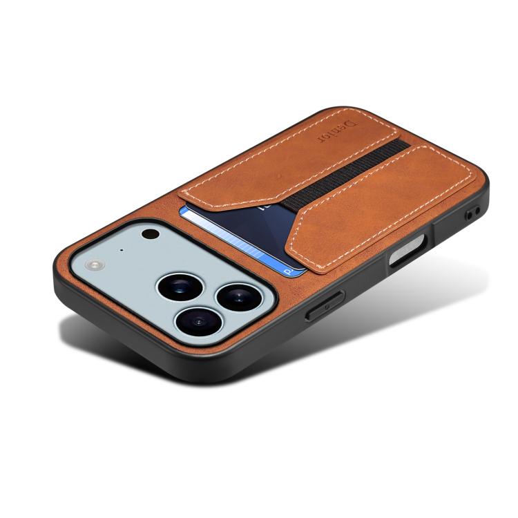 For iPhone 17 Pro Max Denior D07 DV Elastic Card Slot PU Back Cover Phone Case