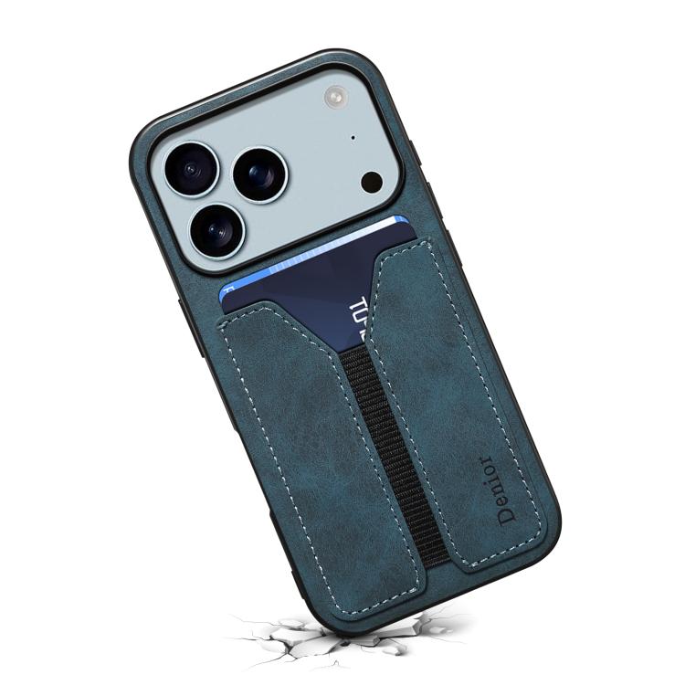 For iPhone 17 Pro Max Denior D07 DV Elastic Card Slot PU Back Cover Phone Case