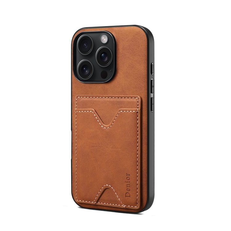 For iPhone 16 Denior D06 PU Back Cover Card Slot Holder Phone Case