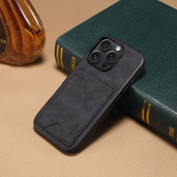 For iPhone 16 Plus Denior D06 PU Back Cover Card Slot Holder Phone Case