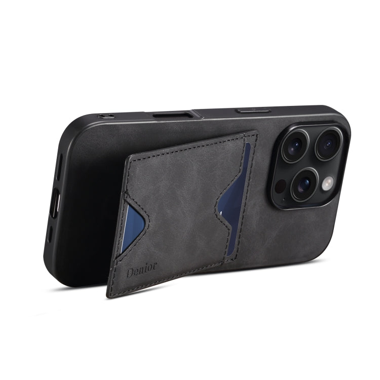 For iPhone 16 Plus Denior D06 PU Back Cover Card Slot Holder Phone Case