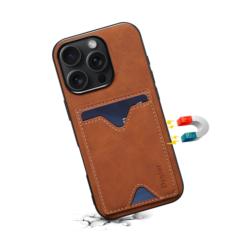 For iPhone 16 Plus Denior D06 PU Back Cover Card Slot Holder Phone Case