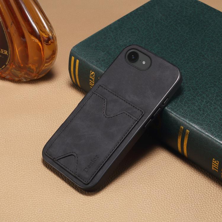 For iPhone 17e / 16e Denior D06 PU Back Cover Card Slot Holder Phone Case