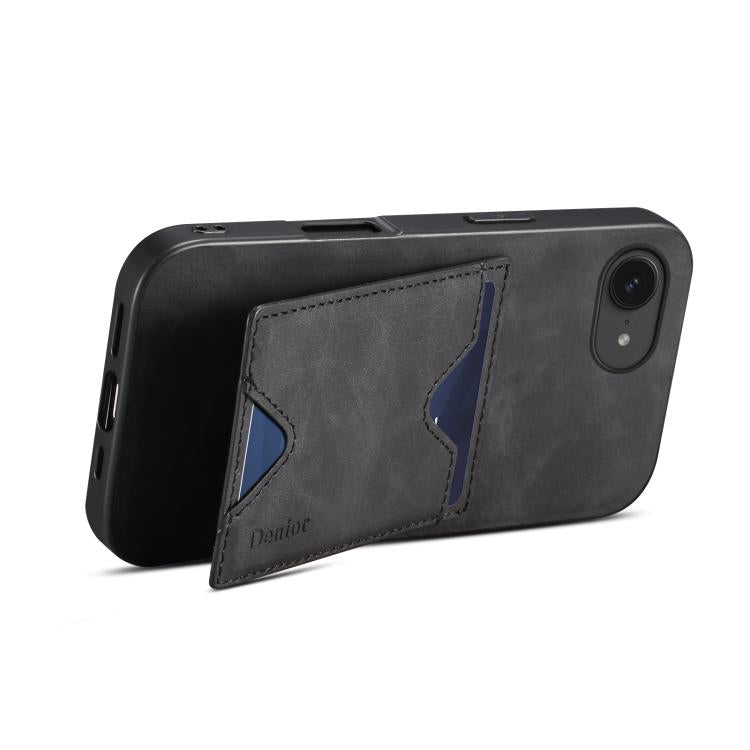 For iPhone 17e / 16e Denior D06 PU Back Cover Card Slot Holder Phone Case
