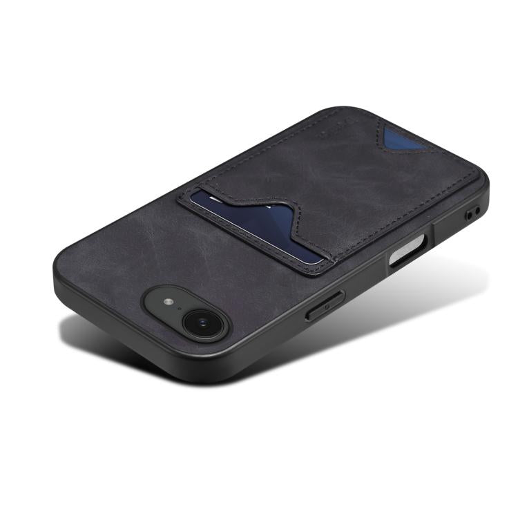 For iPhone 17e / 16e Denior D06 PU Back Cover Card Slot Holder Phone Case