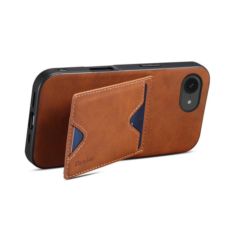 For iPhone 17e / 16e Denior D06 PU Back Cover Card Slot Holder Phone Case