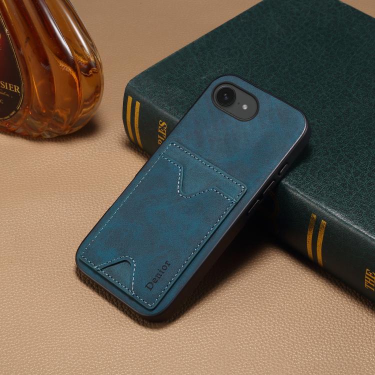 For iPhone 17e / 16e Denior D06 PU Back Cover Card Slot Holder Phone Case