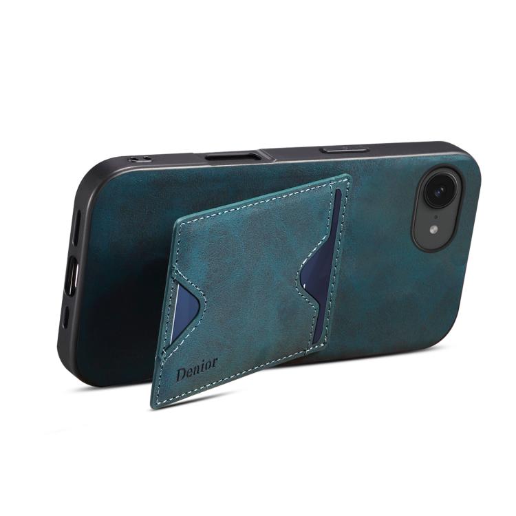 For iPhone 17e / 16e Denior D06 PU Back Cover Card Slot Holder Phone Case