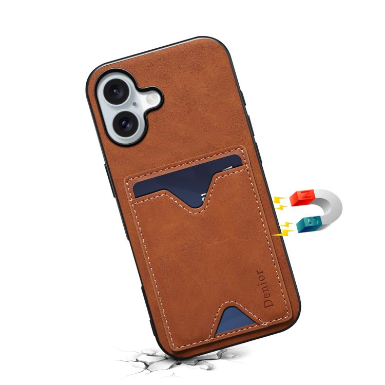 For iPhone 17 Denior D06 PU Back Cover Card Slot Holder Phone Case