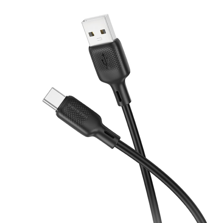 BOROFONE BX113 3A USB to USB-C / Type-C Silicone Charging Data Cable, Length:3m - Black