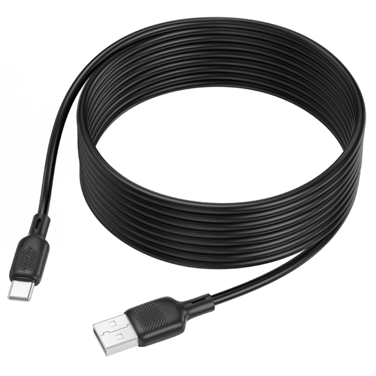 BOROFONE BX113 3A USB to USB-C / Type-C Silicone Charging Data Cable, Length:3m - Black