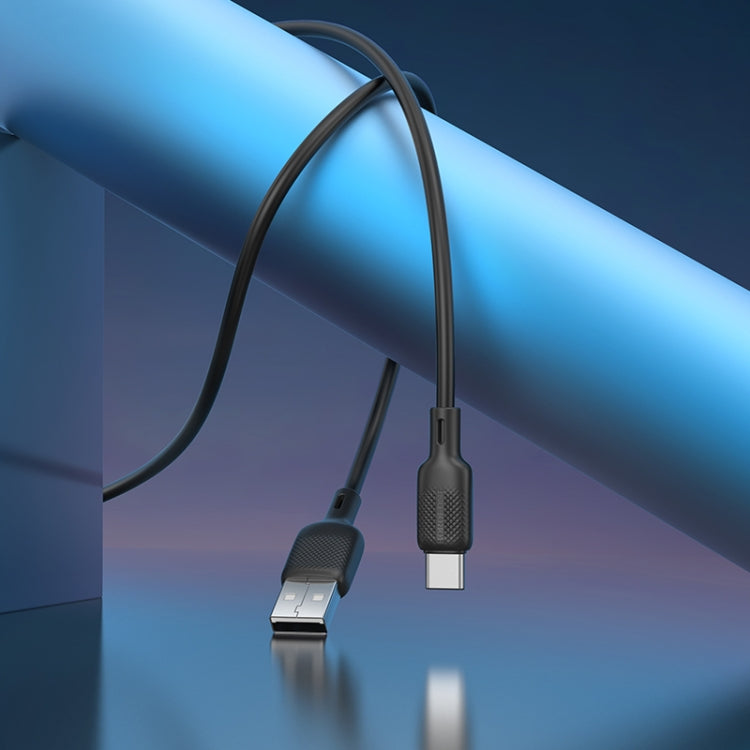BOROFONE BX113 3A USB to USB-C / Type-C Silicone Charging Data Cable, Length:3m - Black