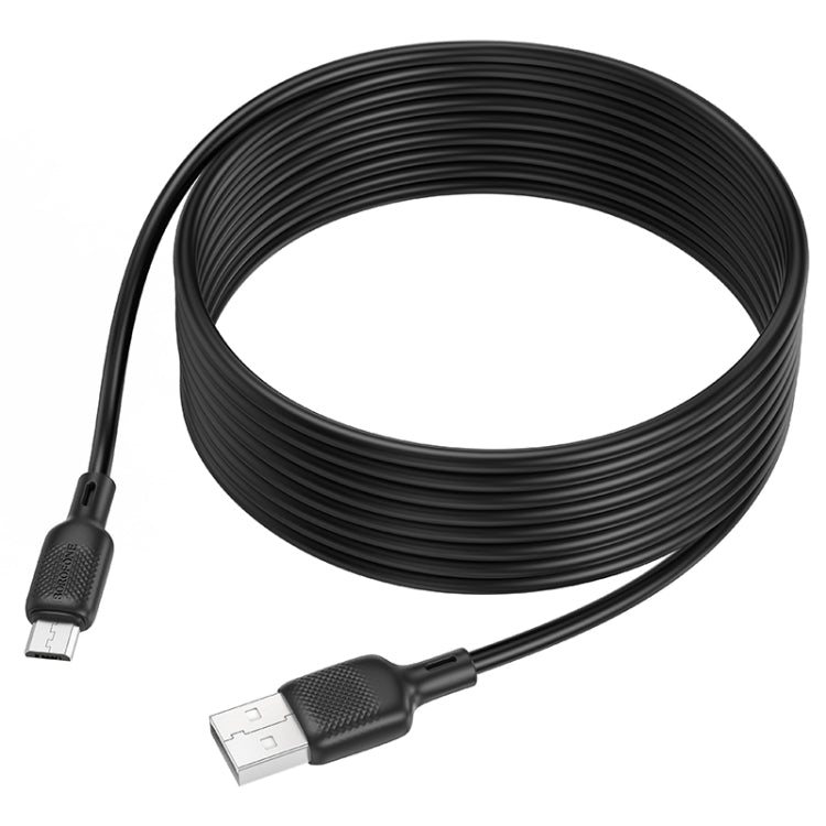 BOROFONE BX113 2.4A USB to Micro USB Silicone Charging Data Cable, Length:3m - Black