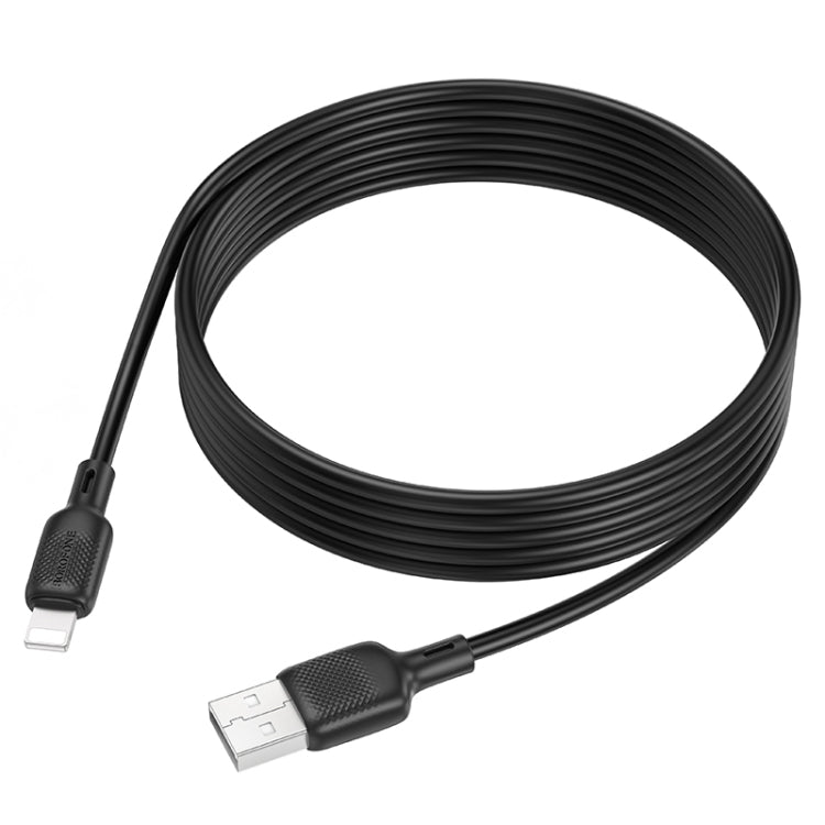BOROFONE BX113 2.4A USB to 8 Pin Silicone Charging Data Cable, Length:2m - Black