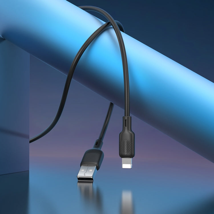 BOROFONE BX113 2.4A USB to 8 Pin Silicone Charging Data Cable, Length:3m - Black