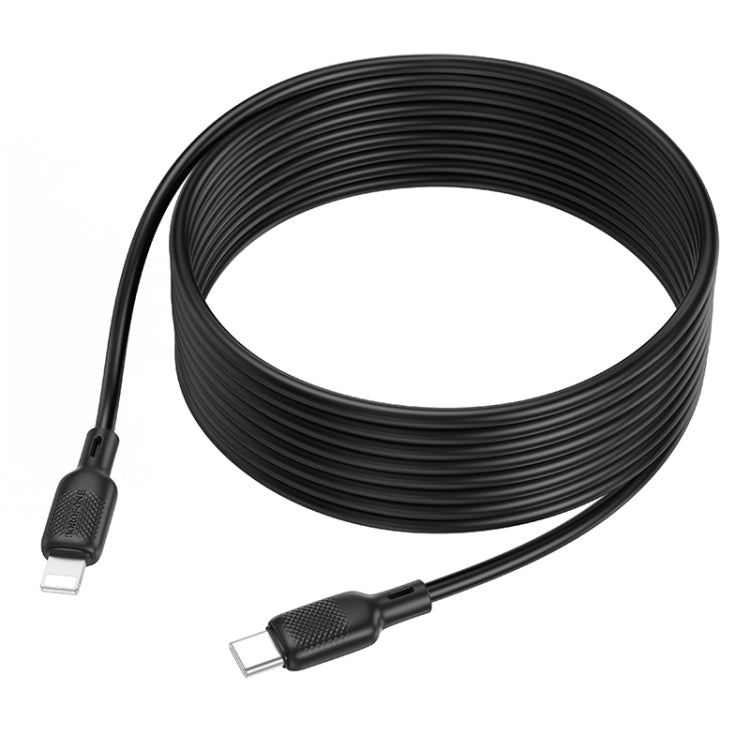 BOROFONE BX113 PD 27W USB-C / Type-C to 8 Pin Silicone Charging Data Cable, Length:3m - Black
