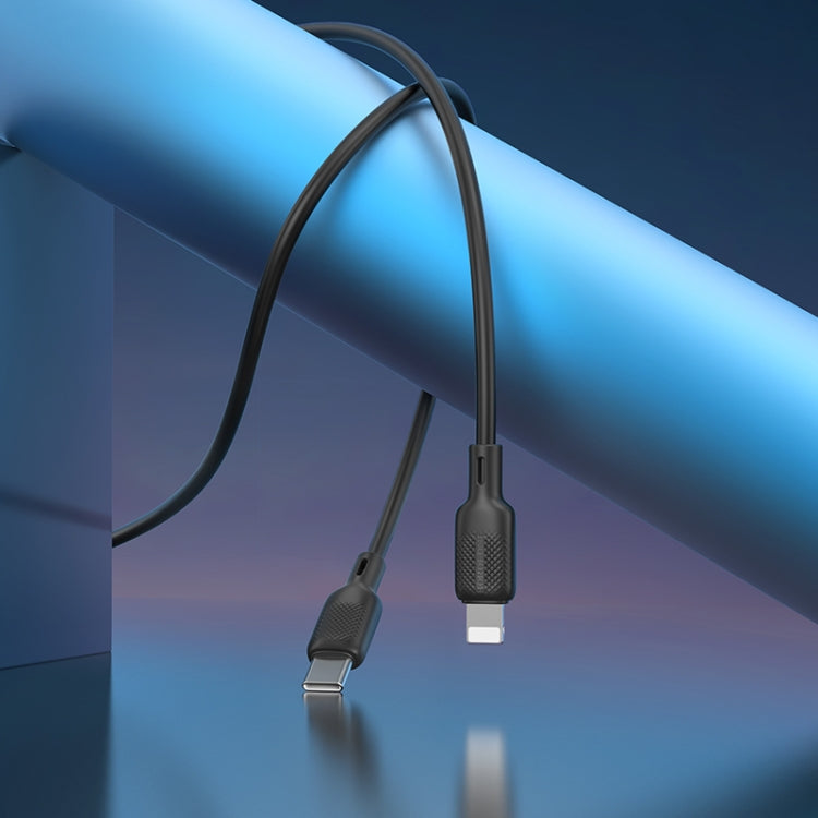 BOROFONE BX113 PD 27W USB-C / Type-C to 8 Pin Silicone Charging Data Cable, Length:3m - Black
