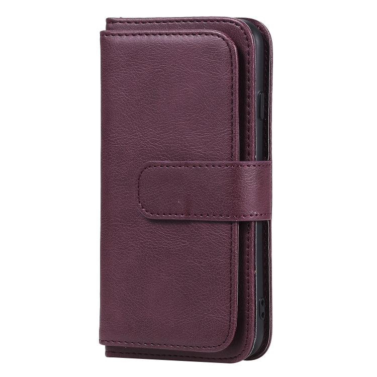 For iPhone 8 & 7 Multifunctional Magnetic Copper Buckle Horizontal Flip Solid Color Leather Case with 10 Card Slots & Wallet & Holder & Photo Frame