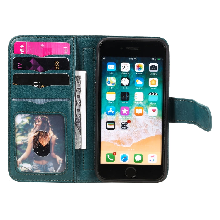 For iPhone 8 & 7 Multifunctional Magnetic Copper Buckle Horizontal Flip Solid Color Leather Case with 10 Card Slots & Wallet & Holder & Photo Frame