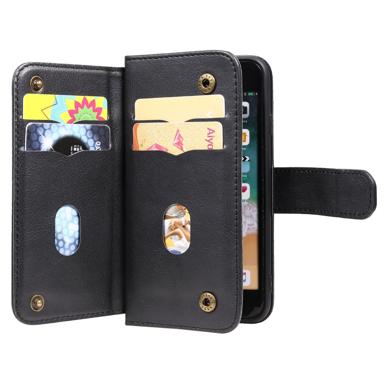 For iPhone 8 & 7 Multifunctional Magnetic Copper Buckle Horizontal Flip Solid Color Leather Case with 10 Card Slots & Wallet & Holder & Photo Frame