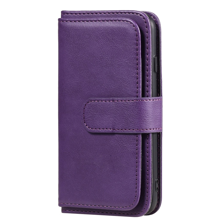 For iPhone 8 & 7 Multifunctional Magnetic Copper Buckle Horizontal Flip Solid Color Leather Case with 10 Card Slots & Wallet & Holder & Photo Frame