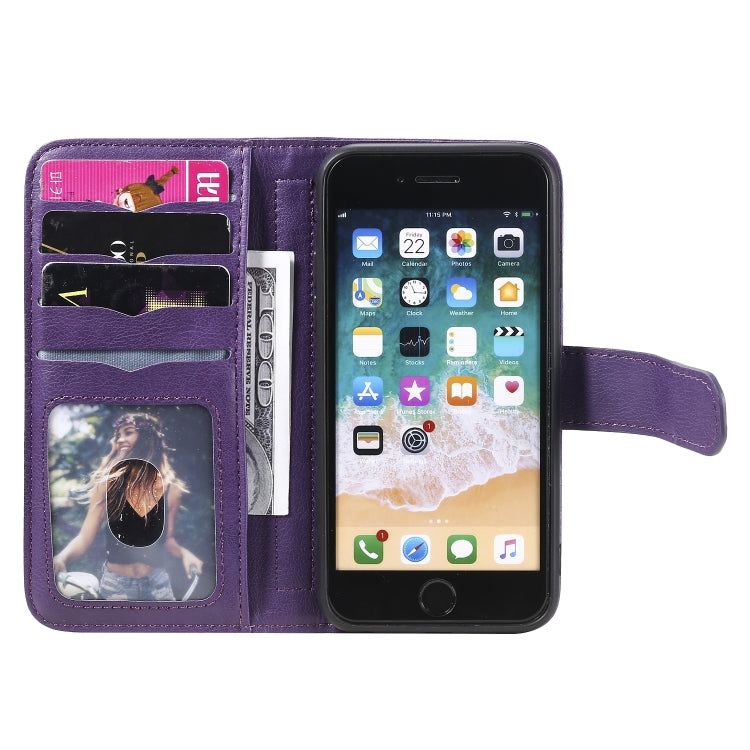 For iPhone 8 & 7 Multifunctional Magnetic Copper Buckle Horizontal Flip Solid Color Leather Case with 10 Card Slots & Wallet & Holder & Photo Frame
