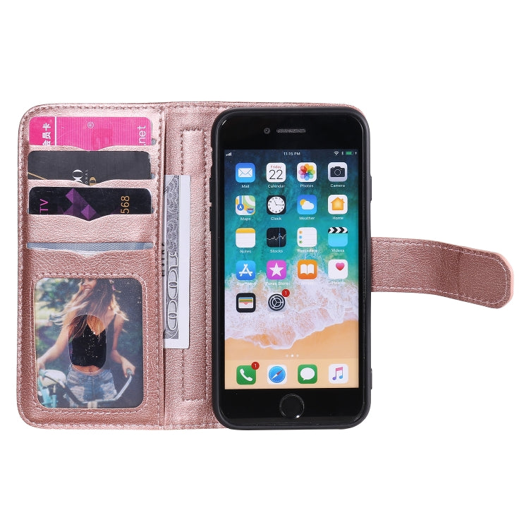 For iPhone 8 & 7 Multifunctional Magnetic Copper Buckle Horizontal Flip Solid Color Leather Case with 10 Card Slots & Wallet & Holder & Photo Frame
