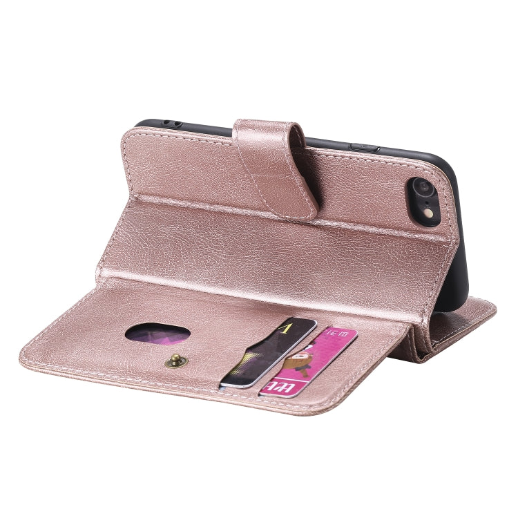 For iPhone 8 & 7 Multifunctional Magnetic Copper Buckle Horizontal Flip Solid Color Leather Case with 10 Card Slots & Wallet & Holder & Photo Frame