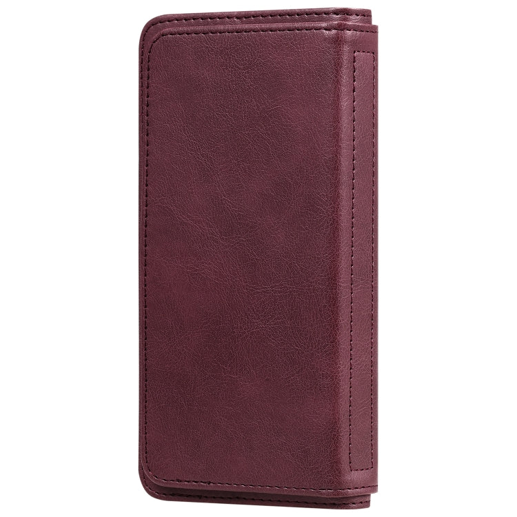 For iPhone XR Multifunctional Magnetic Copper Buckle Horizontal Flip Solid Color Leather Case with 10 Card Slots & Wallet & Holder & Photo Frame