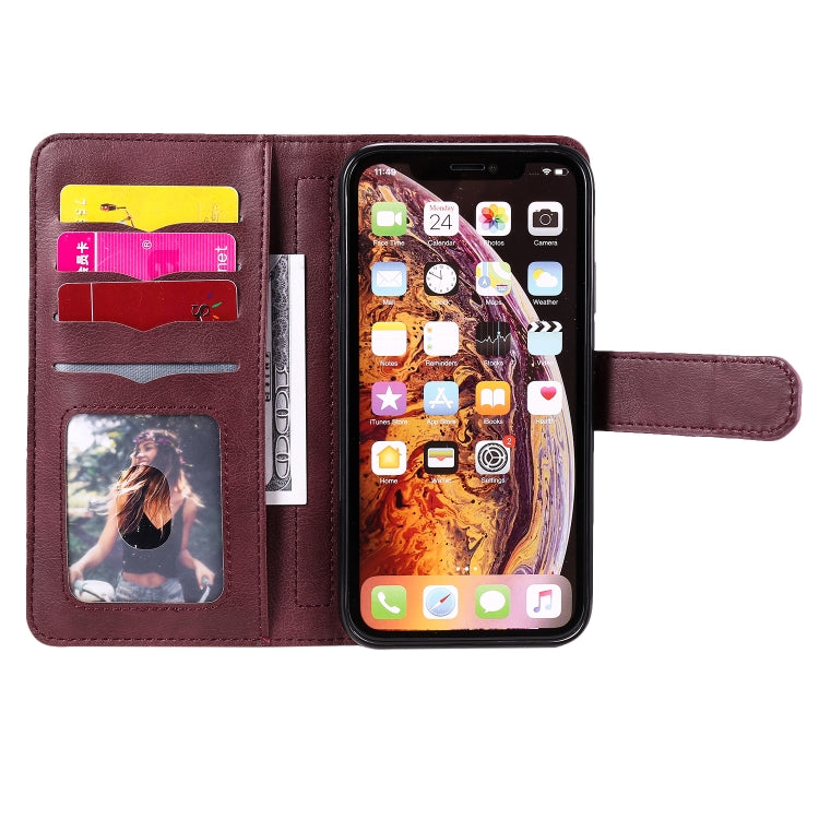 For iPhone XR Multifunctional Magnetic Copper Buckle Horizontal Flip Solid Color Leather Case with 10 Card Slots & Wallet & Holder & Photo Frame