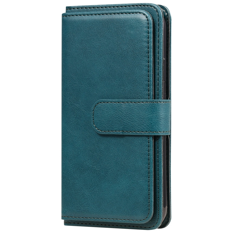 For iPhone XR Multifunctional Magnetic Copper Buckle Horizontal Flip Solid Color Leather Case with 10 Card Slots & Wallet & Holder & Photo Frame