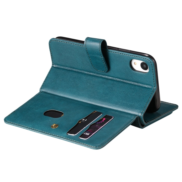 For iPhone XR Multifunctional Magnetic Copper Buckle Horizontal Flip Solid Color Leather Case with 10 Card Slots & Wallet & Holder & Photo Frame