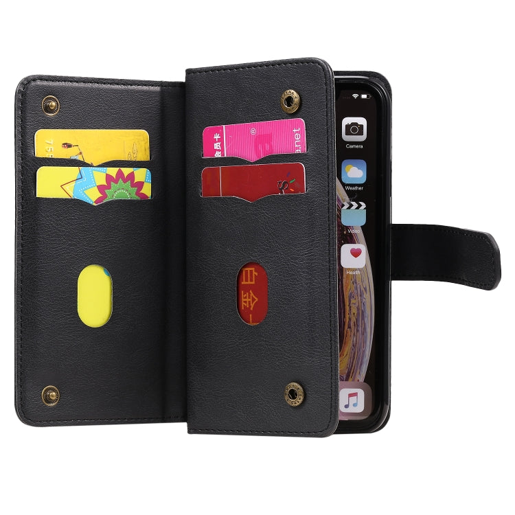 For iPhone XR Multifunctional Magnetic Copper Buckle Horizontal Flip Solid Color Leather Case with 10 Card Slots & Wallet & Holder & Photo Frame