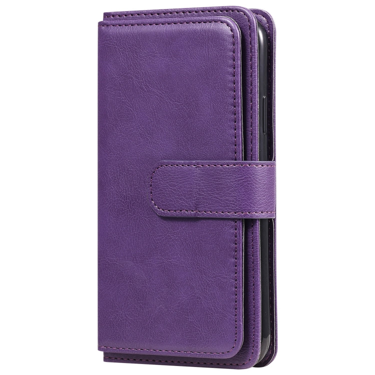 For iPhone XR Multifunctional Magnetic Copper Buckle Horizontal Flip Solid Color Leather Case with 10 Card Slots & Wallet & Holder & Photo Frame