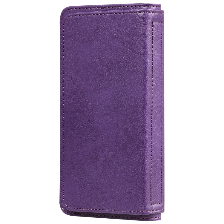 For iPhone XR Multifunctional Magnetic Copper Buckle Horizontal Flip Solid Color Leather Case with 10 Card Slots & Wallet & Holder & Photo Frame