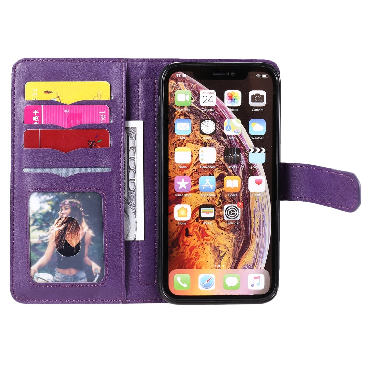 For iPhone XR Multifunctional Magnetic Copper Buckle Horizontal Flip Solid Color Leather Case with 10 Card Slots & Wallet & Holder & Photo Frame