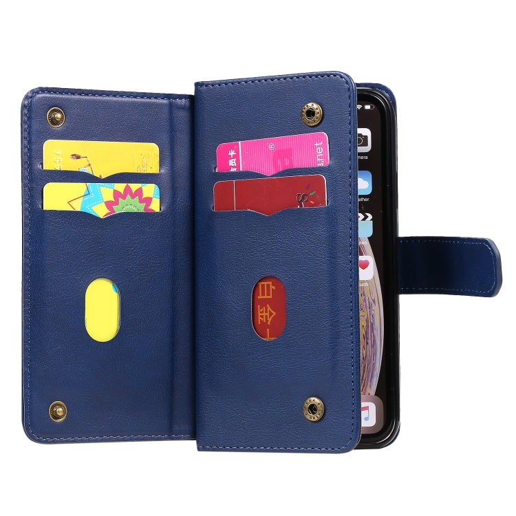 For iPhone XR Multifunctional Magnetic Copper Buckle Horizontal Flip Solid Color Leather Case with 10 Card Slots & Wallet & Holder & Photo Frame