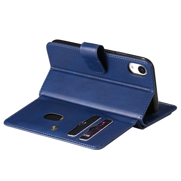 For iPhone XR Multifunctional Magnetic Copper Buckle Horizontal Flip Solid Color Leather Case with 10 Card Slots & Wallet & Holder & Photo Frame