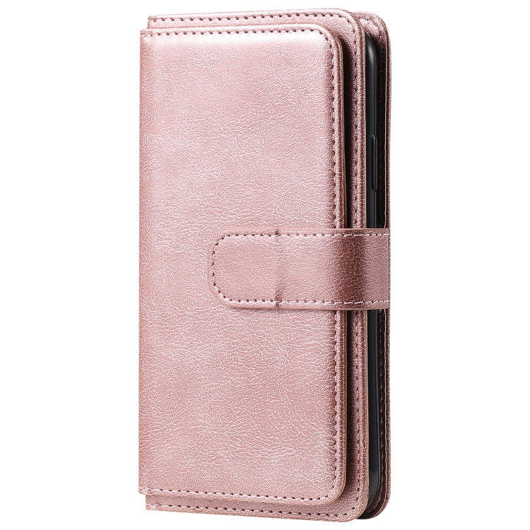 For iPhone XR Multifunctional Magnetic Copper Buckle Horizontal Flip Solid Color Leather Case with 10 Card Slots & Wallet & Holder & Photo Frame