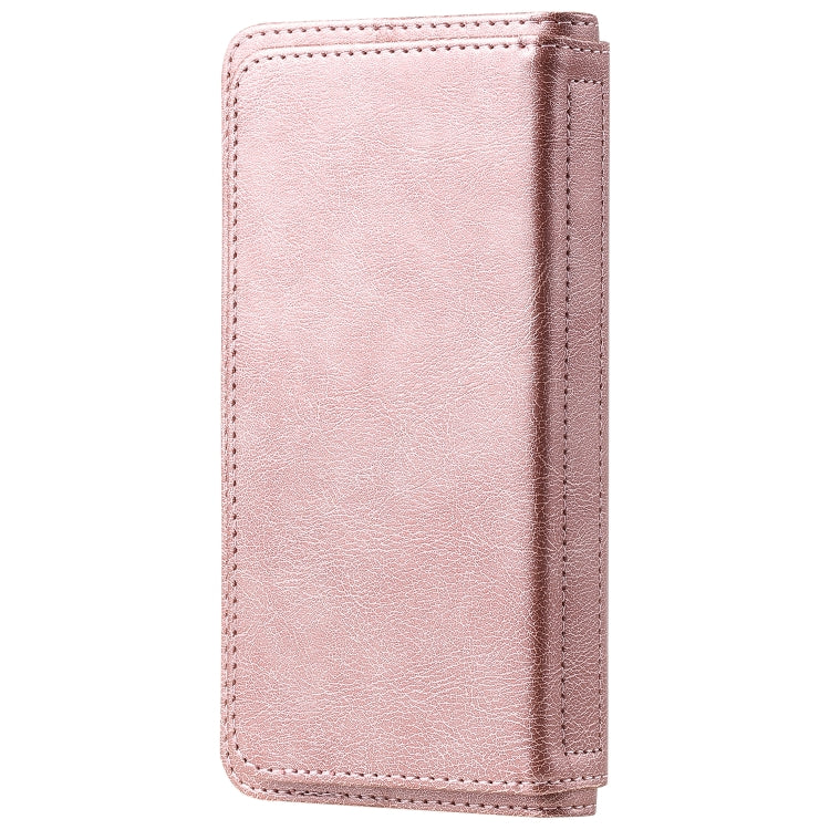 For iPhone XR Multifunctional Magnetic Copper Buckle Horizontal Flip Solid Color Leather Case with 10 Card Slots & Wallet & Holder & Photo Frame